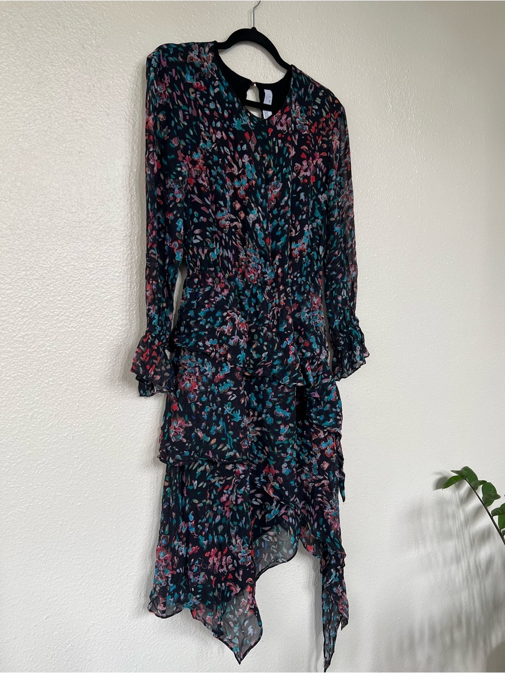 IRO Romantic Flowy Dark Floral Asymmetric Layered Dress - Picture 2 of 6